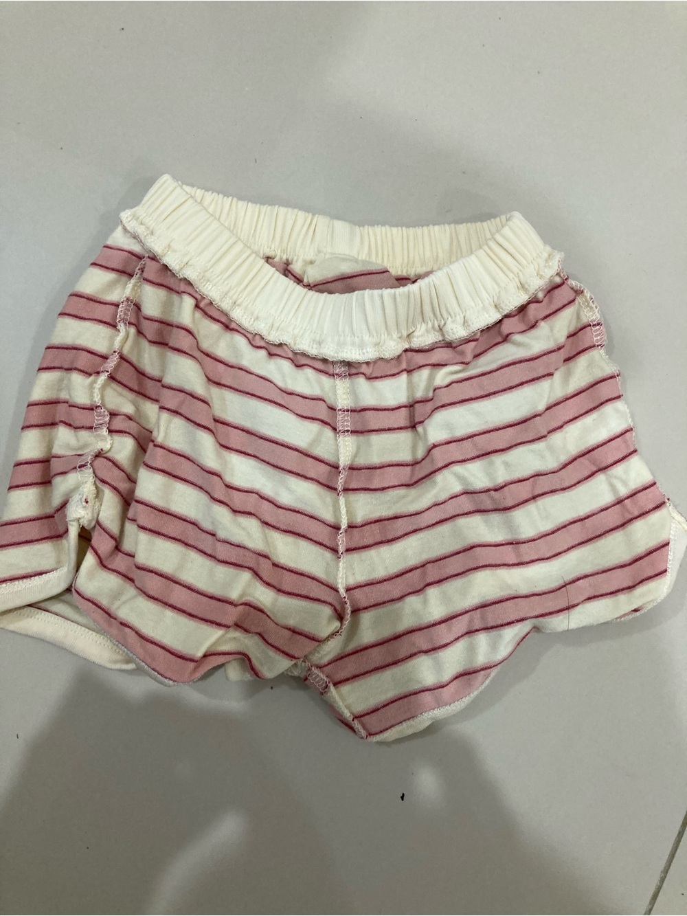 Kids Cream & Pink Striped Pajama Shorts